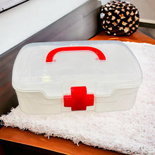 3-Compartment First Aid Box – Portable Medicine Storage with Tray & Clear Lid