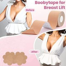 Boob Tape with Nipple Covers: Cotton, Breathable, Lift & Support (5m, 10 Pairs)
