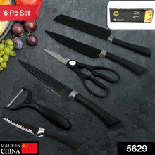 6 Pcs Professional Kitchen Knife Set with Non-Slip Handle, Peeler & Scissor